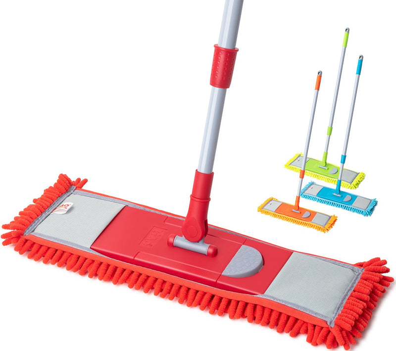 Kleaner Microfiber Extendable Flat Mop Red
