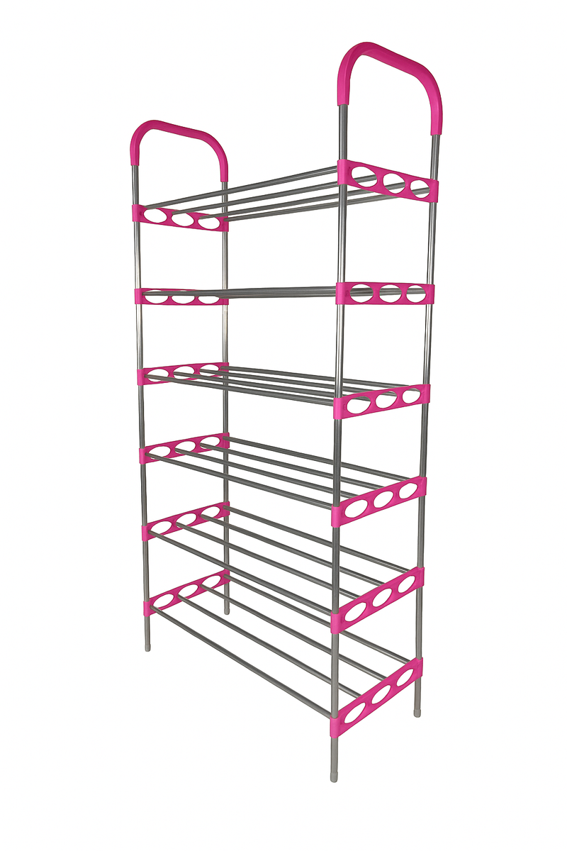 Nordic Wind Pink 6 Tier 18 Shoe Steel Rack