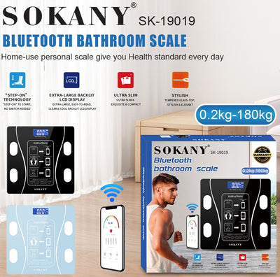 Sokany 180KG Bluetooth Bathroom Scale Black