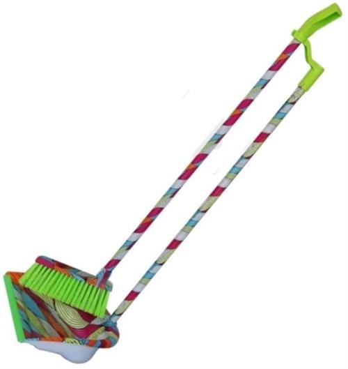 Totally Long Dust Pan Broom Set Rainbow Design Retail Box