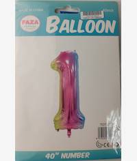 Casey 102cm Rainbow Balloon Number.1 Retail Packaging No
