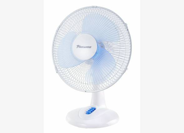 Pineware 30cm White Plastic Desktop Fan