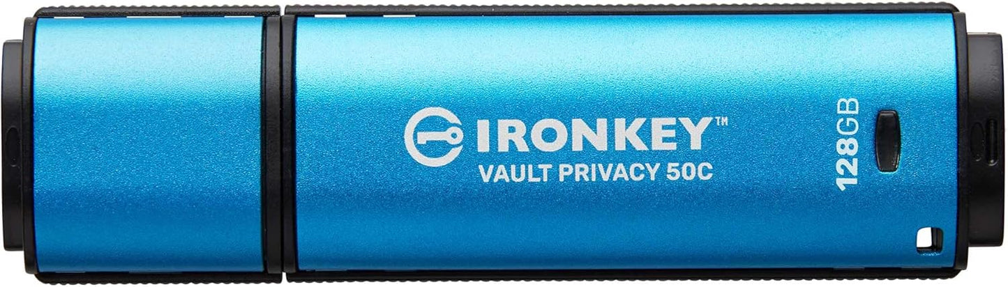 KINGSTON 128GB USB-C IRONKEY VAULT PRIVACY 50C AES-256 ENCRYPTED FI...