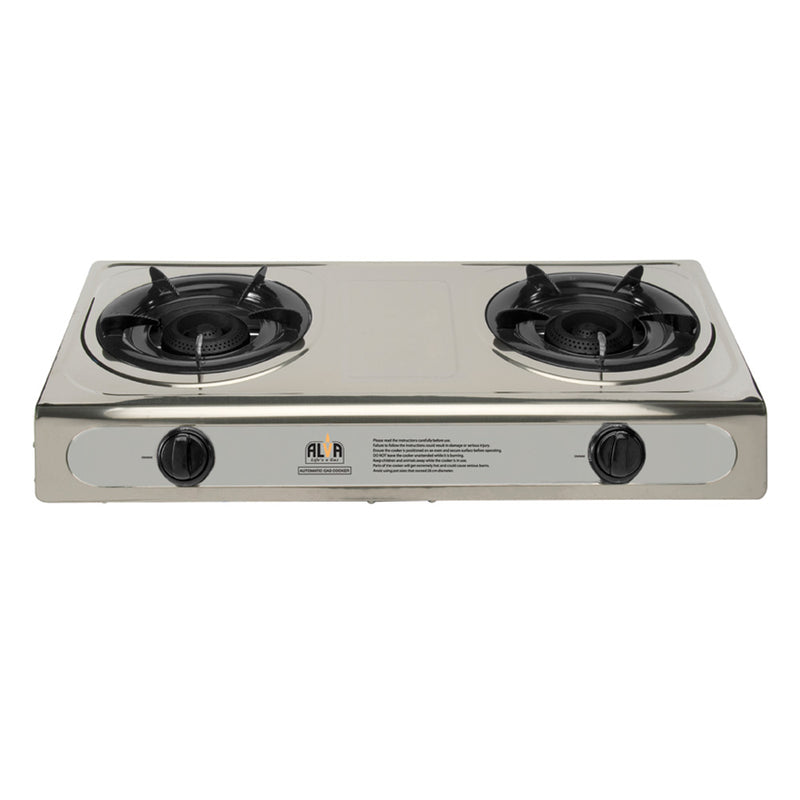 2 Burner Stainless Steel Gas Stove - Silver Alva Stove