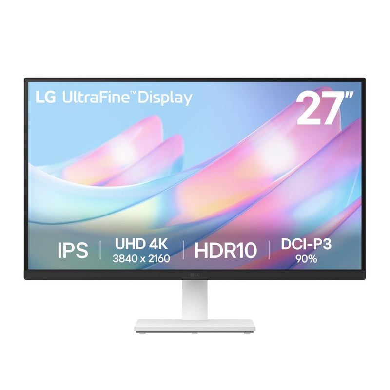 LG UltraFine 27'' 4K UHD IPS Monitor - White; 3840x2160 IPS; White Backpanel; HDMI; Display Port; Tilt Functionality