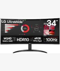 LG UltraWide 34 Inch 34WR50QK-B Curved Monitor