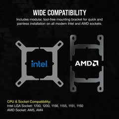 Corsair iCUE LINK H150i LCD Liquid CPU Cooler - QX120 RGB Fans - 360mm Radiator - Fits Intel® LGA 1700; AMD® AM5 - iCUE LINK Sys