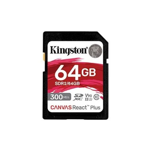 KINGSTON 64GB CANVAS REACT PLUS SDXC UHS-II 300R/260W U3 V90 FOR FU...