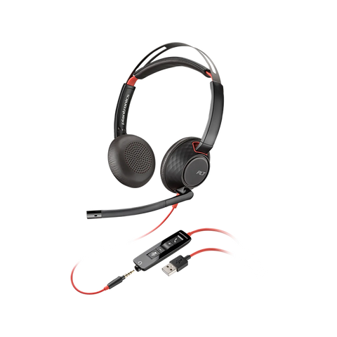 Poly Blackwire 3320 Stereo Microsoft Teams Certified USB-C Headset +USB-C/A Adapter