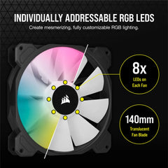 Corsair SP140 RGB ELITE; 140mm RGB LED Fan with AirGuide; Single Pack  - Requires Corsair hub.