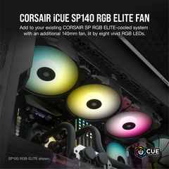 Corsair SP140 RGB ELITE; 140mm RGB LED Fan with AirGuide; Single Pack  - Requires Corsair hub.