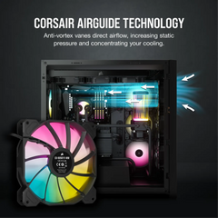 Corsair SP140 RGB ELITE; 140mm RGB LED Fan with AirGuide; Single Pack  - Requires Corsair hub.