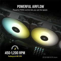 Corsair SP140 RGB ELITE; 140mm RGB LED Fan with AirGuide; Single Pack  - Requires Corsair hub.