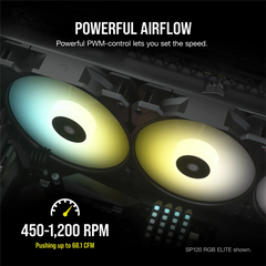 Corsair SP140 RGB ELITE; 140mm RGB LED Fan with AirGuide; Single Pack  - Requires Corsair hub.