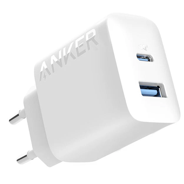 ANKER USB TYPEC 20W PD WALL CHARGER WHITE USB A AND USB C FAST CHAR...