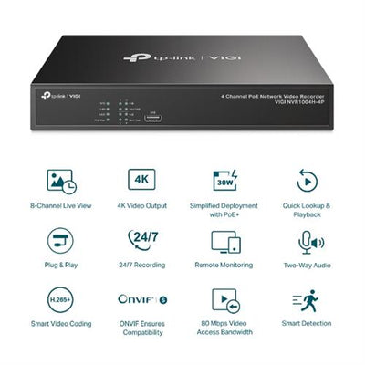 TP-Link VIGI NVR1004H-4P 4 Channel Network Video Recorder