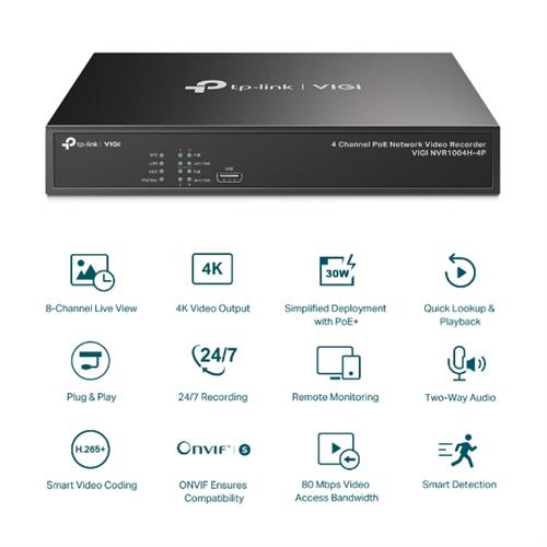 TP-Link VIGI NVR1004H-4P 4 Channel Network Video Recorder