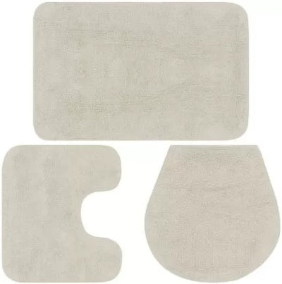 Casey Bathroom Cream 3 Piece Mat Set