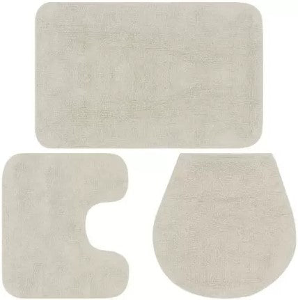 Casey Bathroom Cream 3 Piece Mat Set