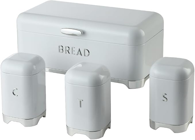 Totally 4 Piece Breadbin And Canister Set Grey