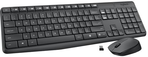LOGITECH MK235 WIRELESS MOUSE & KEYBOARD COMBO - BLACK. SPILL-RESIS...