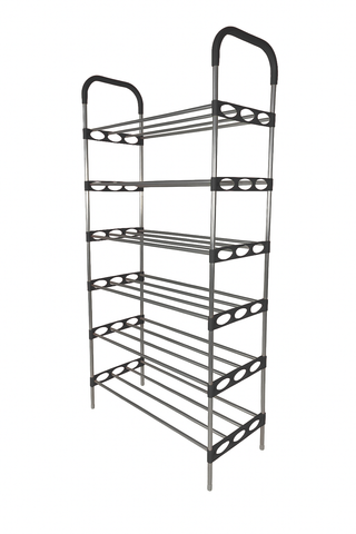 Nordic Wind Black 6 Tier 18 Shoe Steel Rack