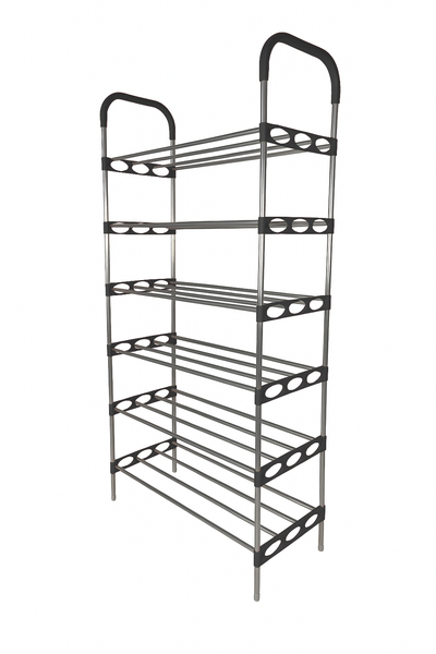 Nordic Wind Black 6 Tier 18 Shoe Steel Rack