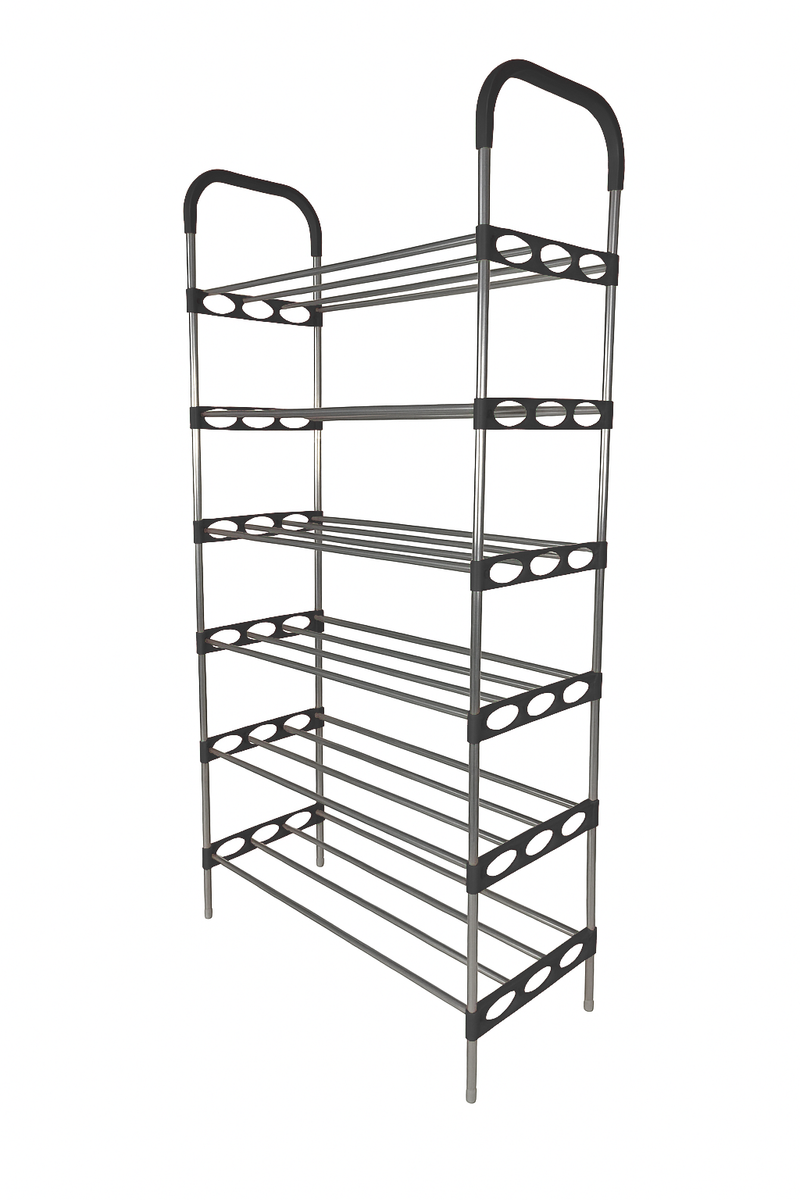 Nordic Wind Black 6 Tier 18 Shoe Steel Rack