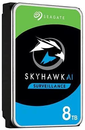 Seagate Skyhawk AI ST8000VE001.  8TB 3.5'' HDD Surveillance Drives; SATA 6GB/s Interface; 256MB Cache; RPM: 7200; 4KN