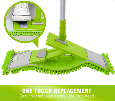 Kleaner Microfiber Extendable Flat Mop Lime Green