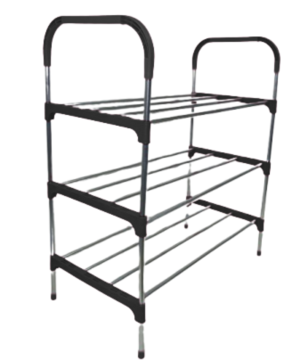 Nordic Black Wind Cross 3 Tier 12 Shoe Steel Rack