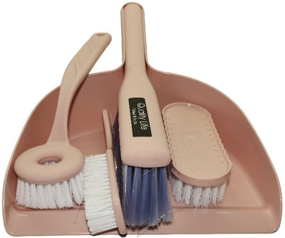 Casey 5 Pease Handheld Dust Pan And Brush Set Pink