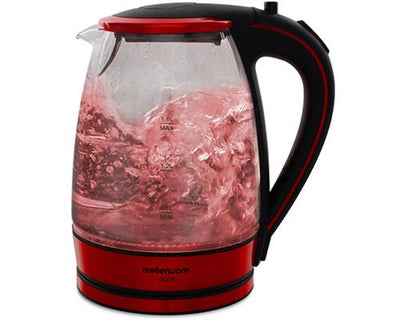 Mellerware 1.8L Glass Kettle Colour:Red 2200w