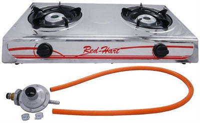 Casey Red 2 Plate Stainless Steel Gas Stove