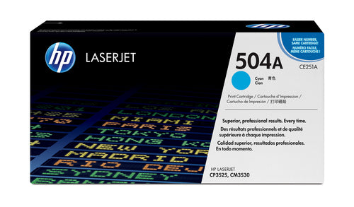 HP 504A CP3525/CM3530 MFP CYAN PRINT TONER CARTRIDGE PRINTS APPROXI...