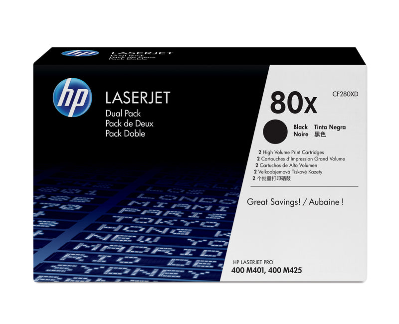 HP 80X BLACK DUAL PACK LASERJET TONER CARTRIDGE