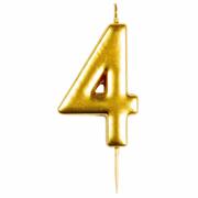 Casey 10cm Gold Numerical Birthday Candle Nr.4 Retail