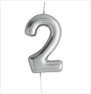 Casey 10cm Silver Numerical Birthday Candle Nr.2 Retail