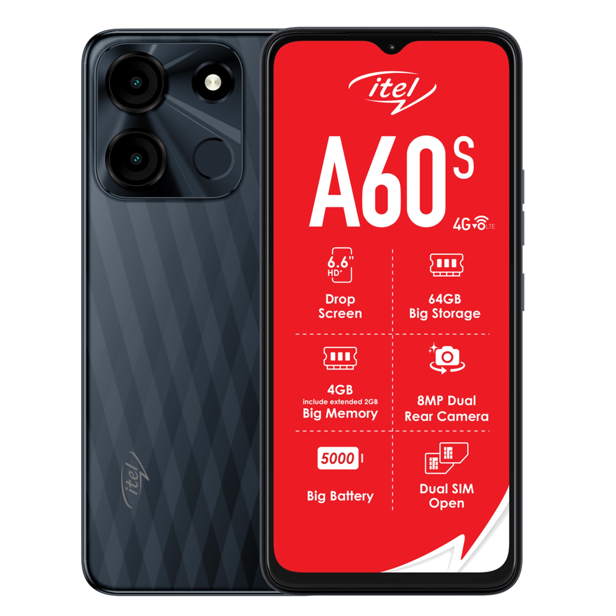 Itel A60S 64GB DS Shadow Black