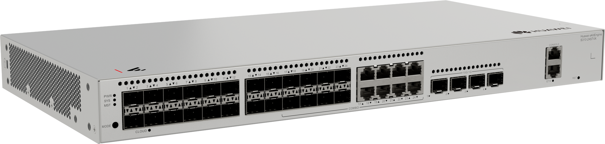 S310-24ST4X 24*GE SFP ports 8 of which are dual-purpose 10/100/1000 or SFP 4*10GE SFP+ ports