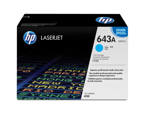 HP 643A COLOR LASERJET 4700 CYAN PRINT CARTRIDGE AVERAGE CARTRIDGE ...