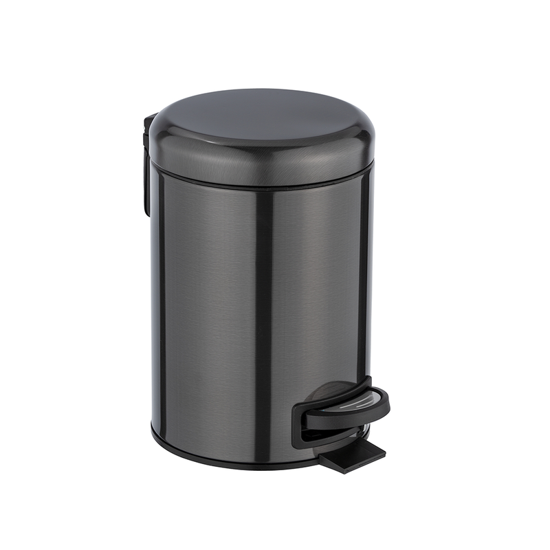 Wenko Black Step-On Bin - 3L Leman Matte Black Pedal Bin