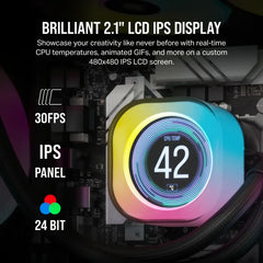 Corsair iCUE LINK H150i LCD Liquid CPU Cooler - QX120 RGB Fans - 360mm Radiator - Fits Intel® LGA 1700; AMD® AM5 - iCUE LINK Sys