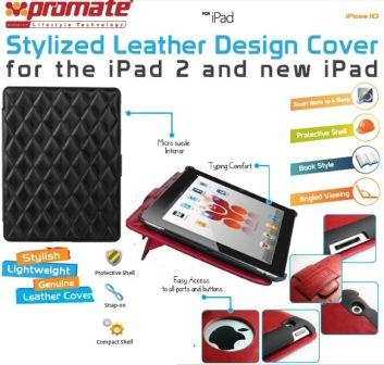 Promate Black IPOSE.10-STYLIZED Leather Design Cover
