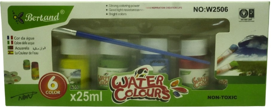 Bertand 6 X 25ML Assorted Water Paint Colors Set