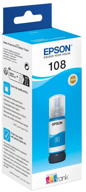 Epson 108 Ecotank 70ML Ink Cyan Bottle
