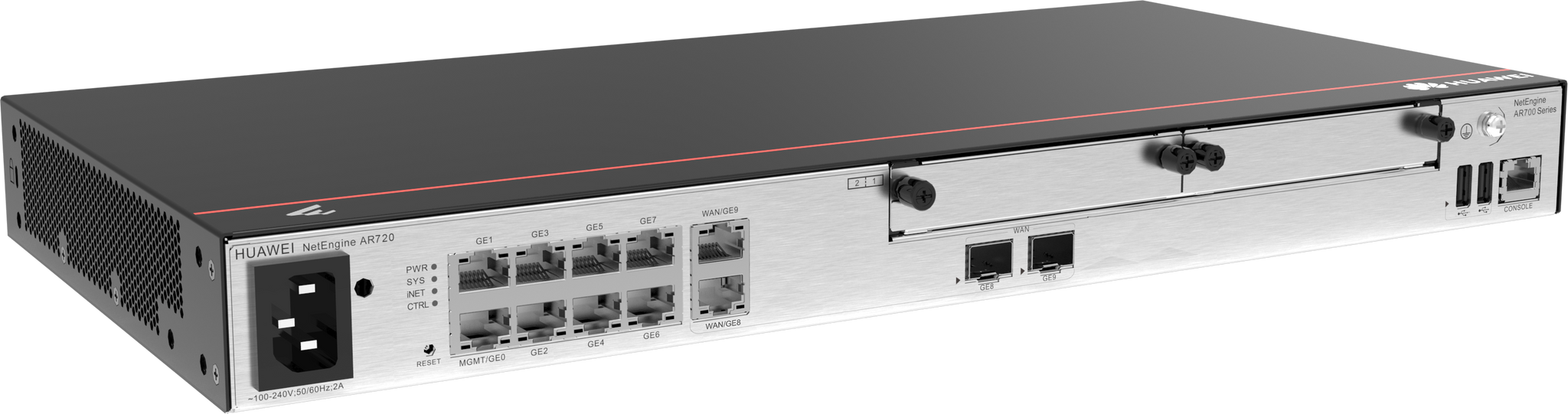 Huawei AR720 2*GE Combo Wan 8*GE LAN 2*USB 2*SIC Up To 1200 Users Forwarding Performance 6GBPS