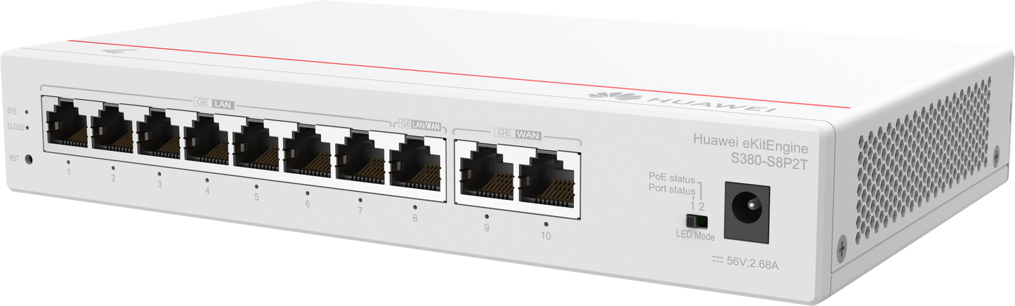Huawei S380 S8P2T 2*GE Wan 8*GE Lan(poe+ 124W) Up To 350 Users Forwarding Performance 2GBPS