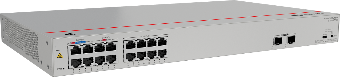 Huawei S110-16LP2SR 16*10/100/1000BASE-T Ports 2*GE Sfp Ports POE+ AC Power