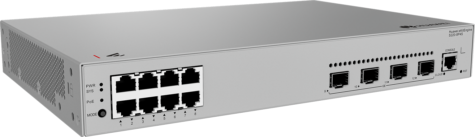 Huawei S220-8P4S 8*10/100/1000BASE-T PORTS(125W POE+) 4*GE Sfp Ports Built-In AC Power